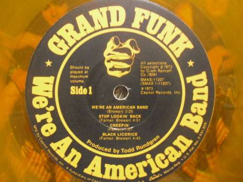 GRAND FUNK - WE`RE AN AMERICAN BAND (COLOR DISC) VINYL, LP, RECORD.